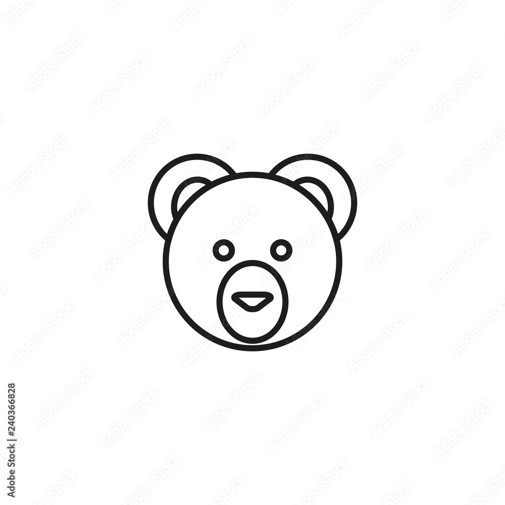 line cute teddy bear head design white background. line cute teddy bear head design white background.