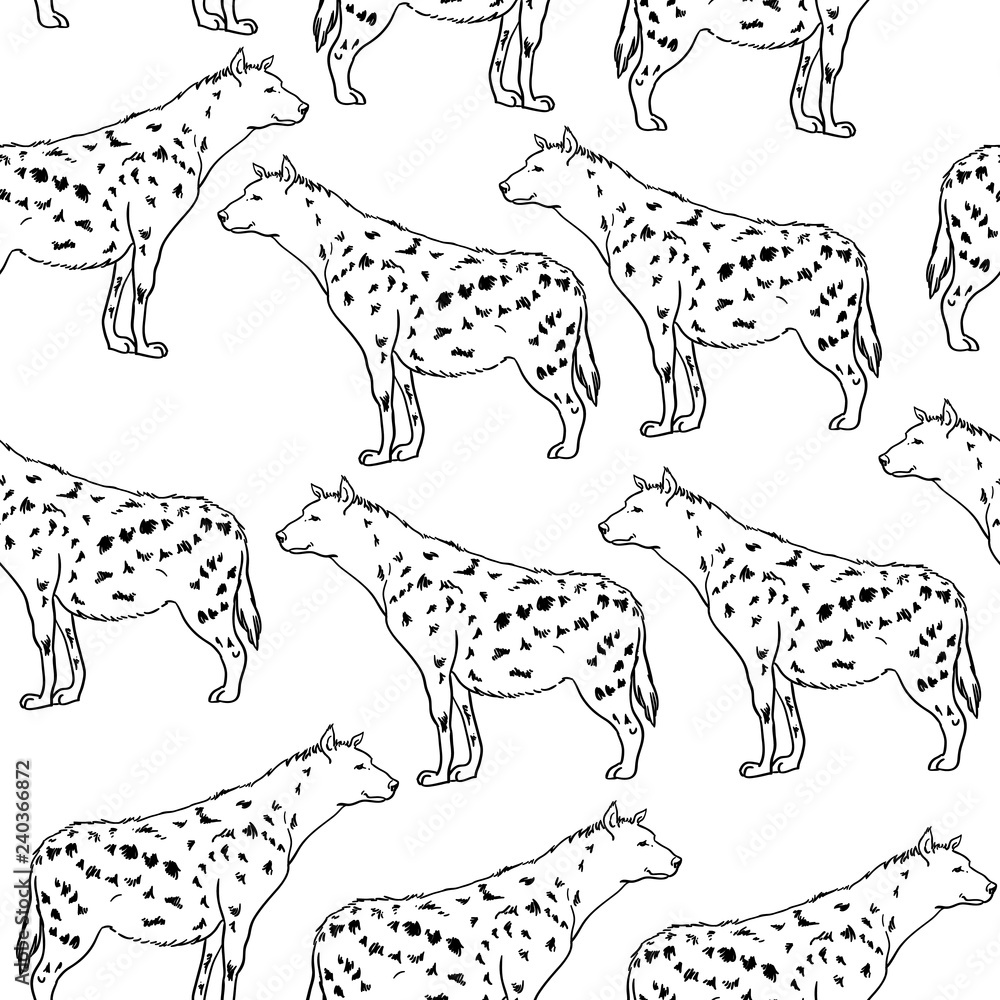 Obraz premium Hyena vector seamless pattern isolated on background. 