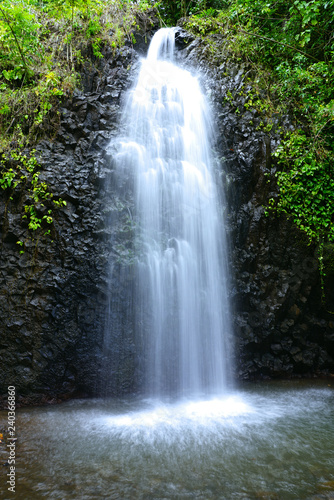 Canvas Print View of a cascading waterfall in Tahiti, French Polynesia