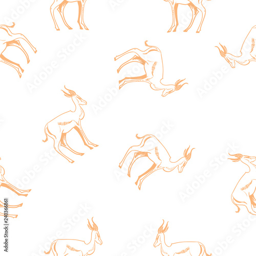 Seamless antelopes pattern in african style. 