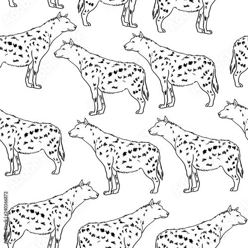 Hyena vector seamless pattern isolated on background. 