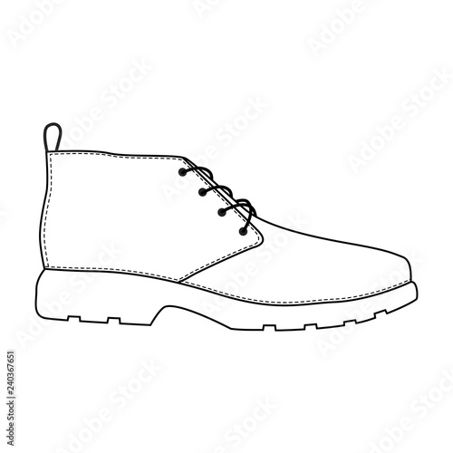 Men shoes isolated. Male man season shoes icons. Technical sketch.