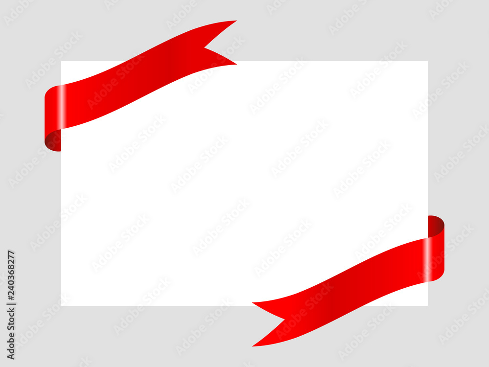 Stylish red ribbon on white paper background for celebration, happy new year, christmas, valentine day) Stylish red ribbon on white paper background for celebration, happy new year, christmas, valentine day)