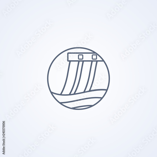 Hydro power station, vector best gray line icon