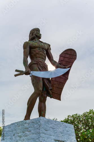 Statue of Lapu Lapu National Hero who killed Ferdinand Magellan in the battle of Mactan Island Philippines