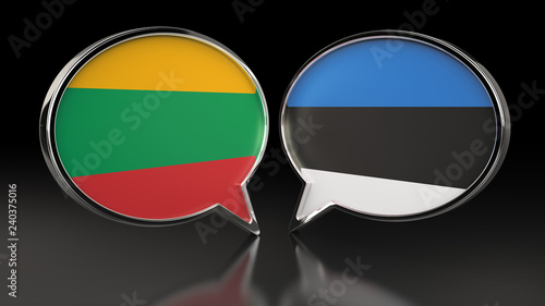 Free Download Lithuania and Estonia flags with Speech Bubbles. 3D illustration - GFXLoad
