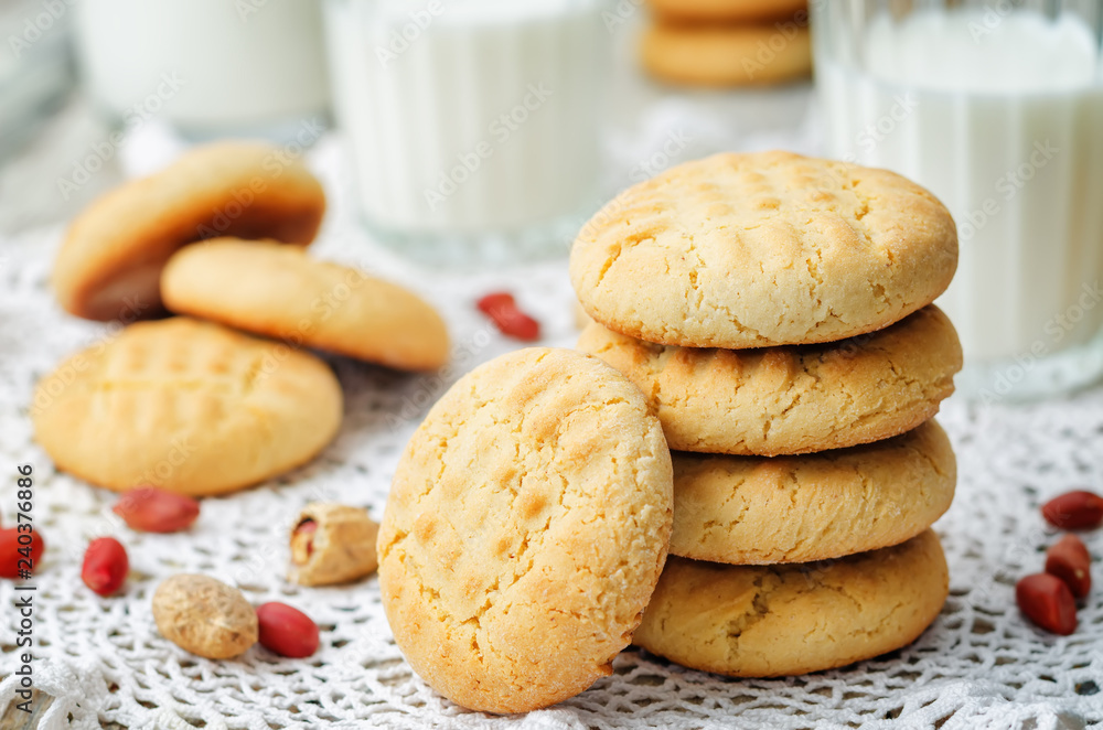 peanut butter cookies with glasses of milk peanut butter cookies with glasses of milk