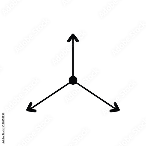Black line icon for 3d axis