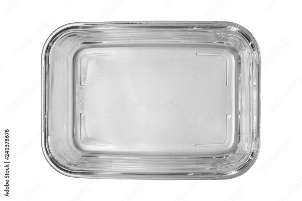 glass tray for roasting, the top view isolated on a white background glass tray for roasting, the top view isolated on a white background