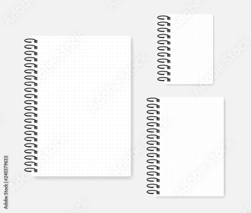 Wirebound ring bound notebook - mock-up set of A4, A5, A6 diary