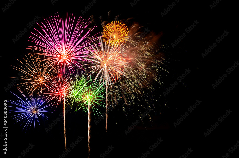 Fireworks celebration and the night sky background. Fireworks celebration and the night sky background.