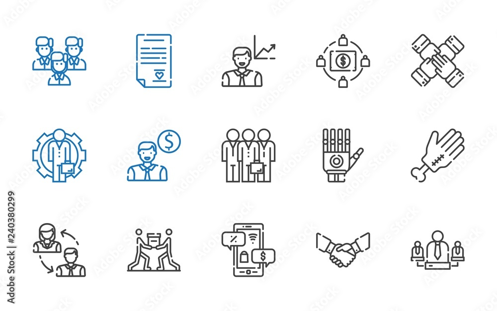 cooperation icons set cooperation icons set