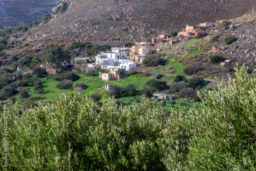 Traditional village in moutain . Crete, Greece.