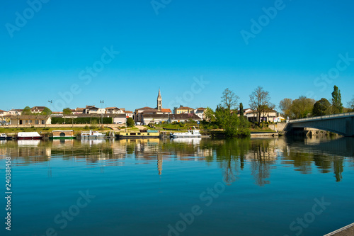 The tranquil Lot River at St-Sylvestre-sur-Lot, Lot-et-Garonne,