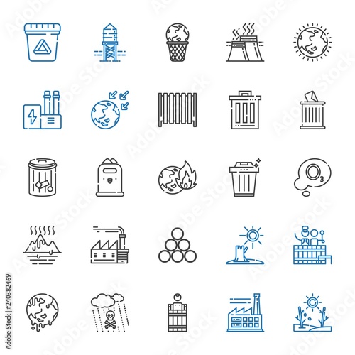 pollution icons set
