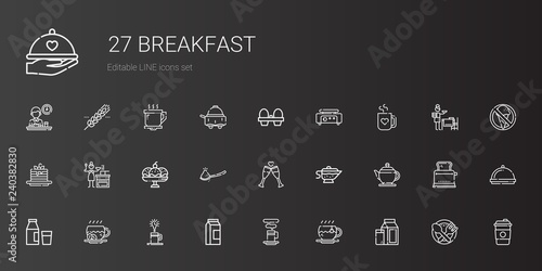 breakfast icons set