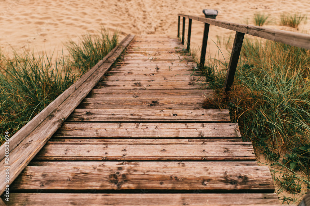 Wooden stairs going down