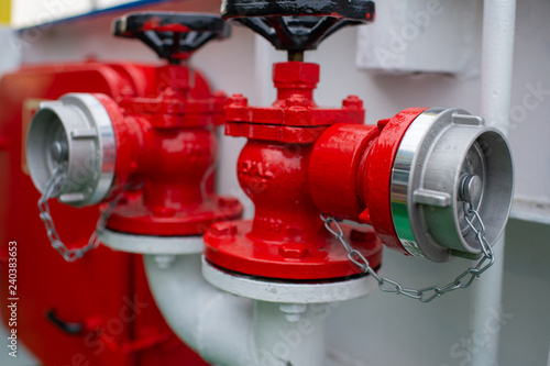 Принти на полотні Close-up of fire hydrant red and silver with black ventel