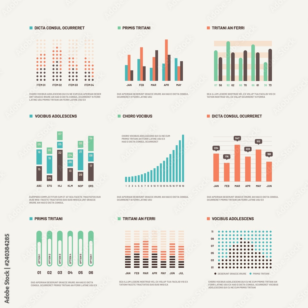 Infographic. Workflow layout marketing diagram. Statistic charts and stock infocharts. Abstract infographics vector set. Illustration of graph and infochart, chart and infographic data
