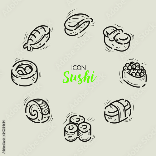 Restaurant menu icon design, Sushi.