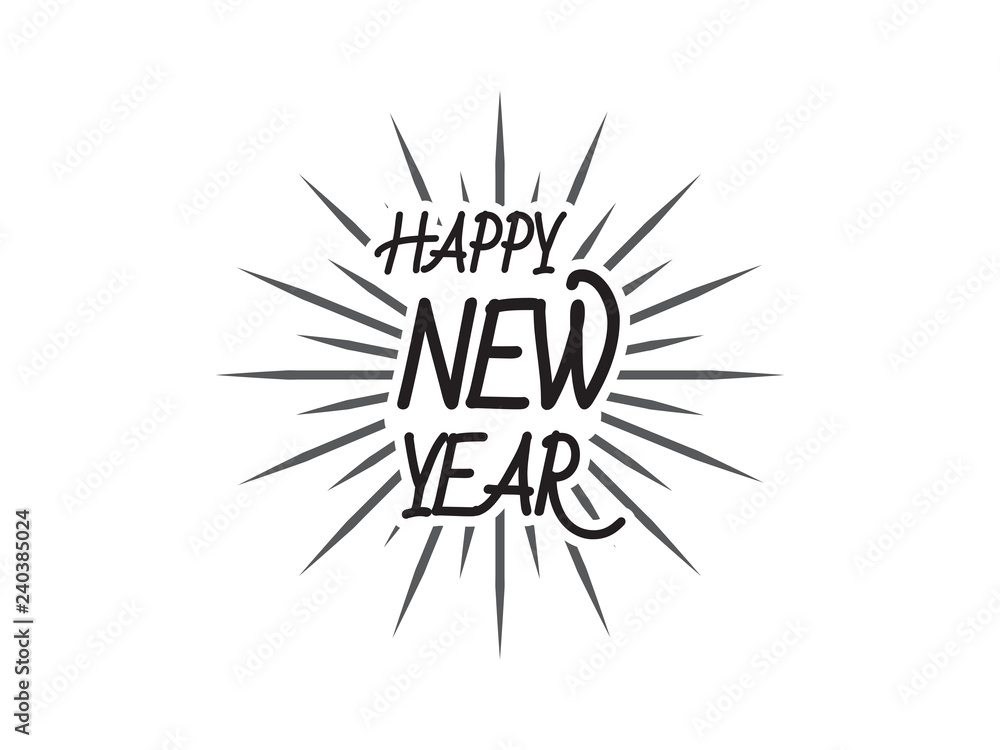 Happy New Year greeting card with lettering Happy New Year greeting card with lettering