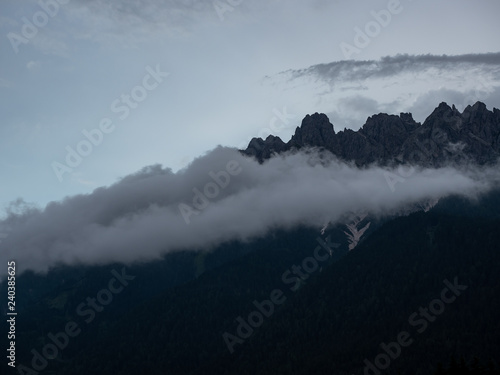 clouds go down the mountain