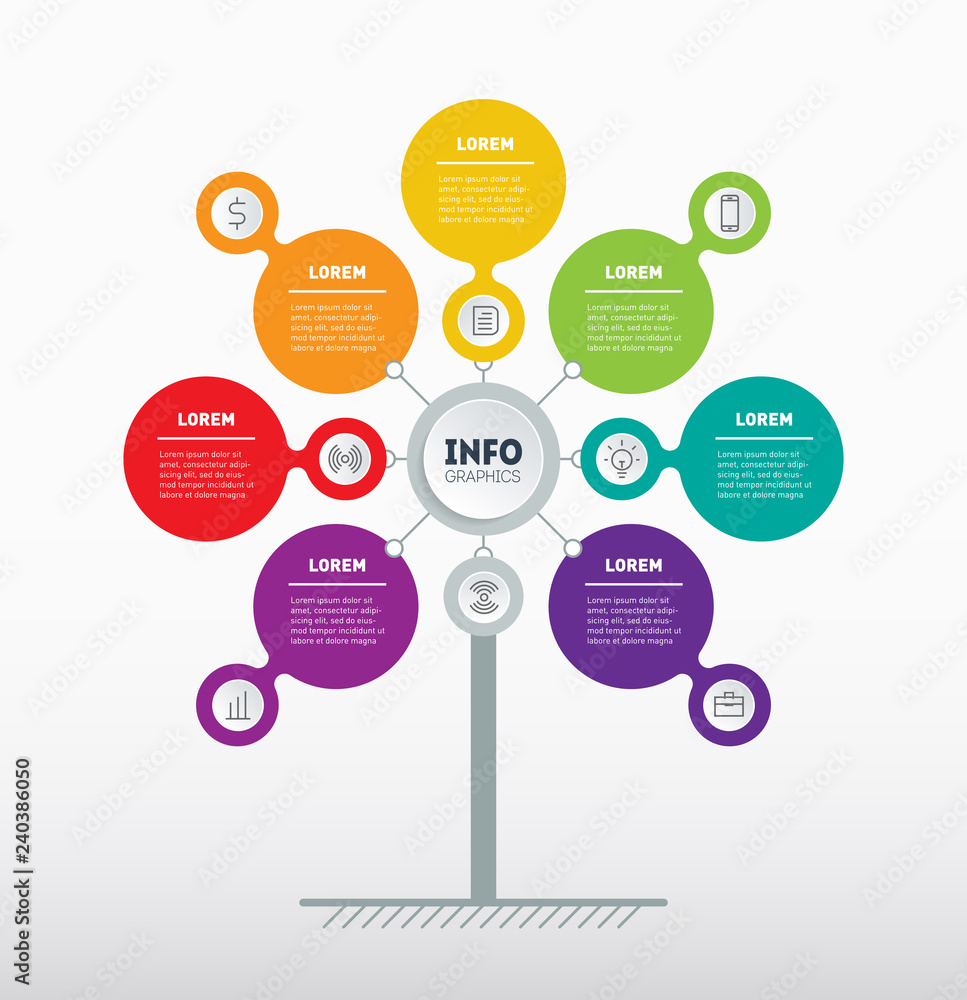 Business presentation or infographic concept with 7 options. Web ...