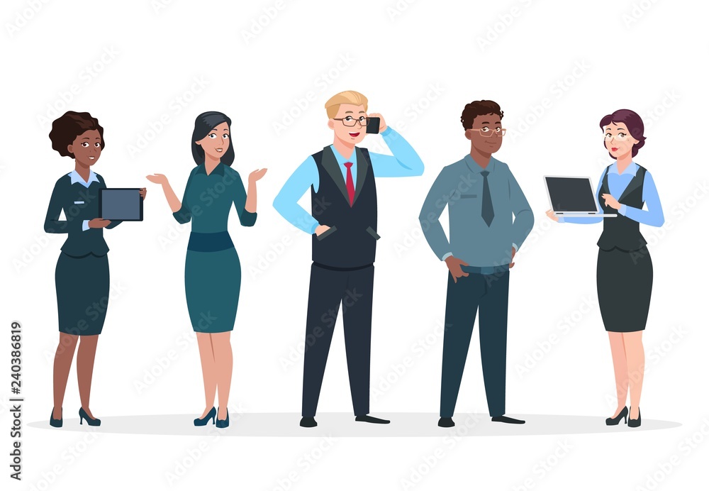 Business people. Office team cartoon characters. Group of business men women,  standing persons. Teamwork colleagues vector concept. Illustration of woman  and man office team Stock Vector | Adobe Stock