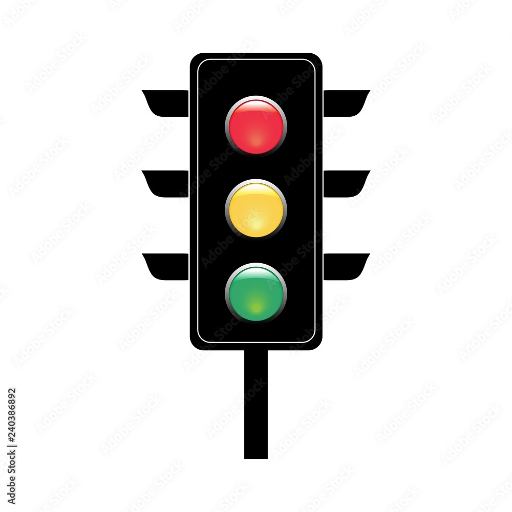 Stoplight sign. Icon traffic light on white background. Symbol regulate movement safety and