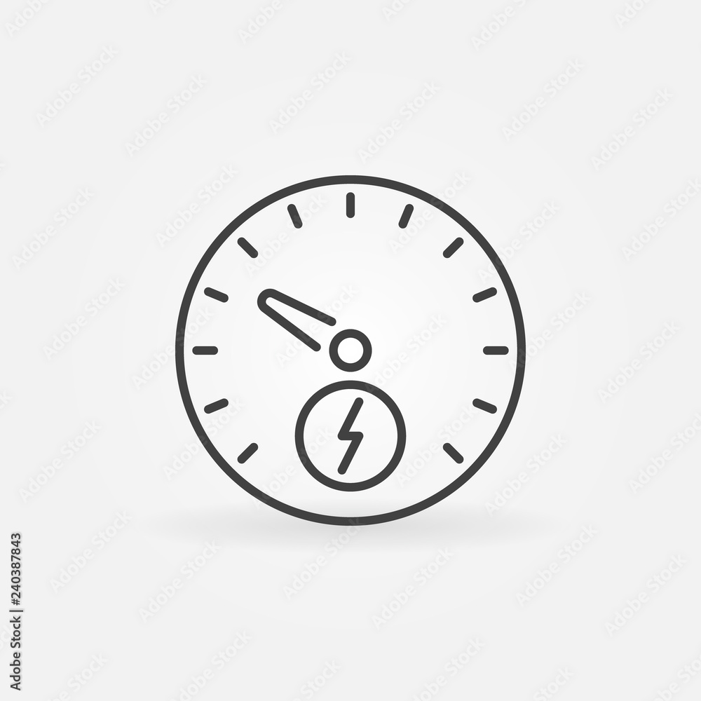 Electric car speedometer vector concept icon or sign in thin line style Electric car speedometer vector concept icon or sign in thin line style