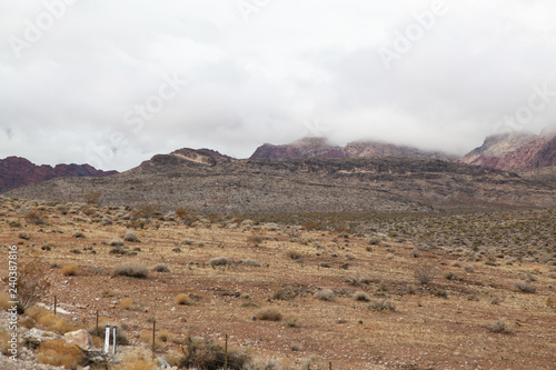 View of red rock canyon in Foggy day at nevada,USA