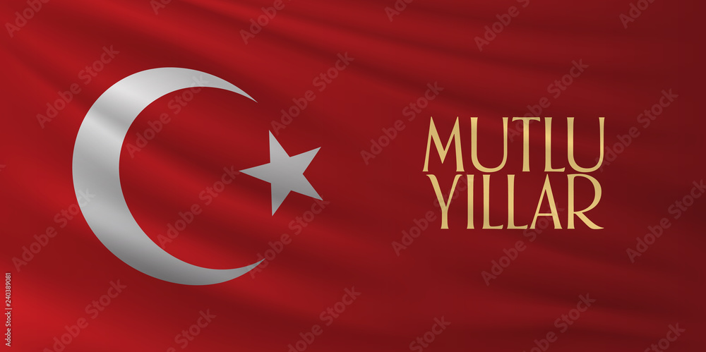 Obraz premium Happy New Year Typographical Cretaive Background. (TR: Mutlu Yillar)