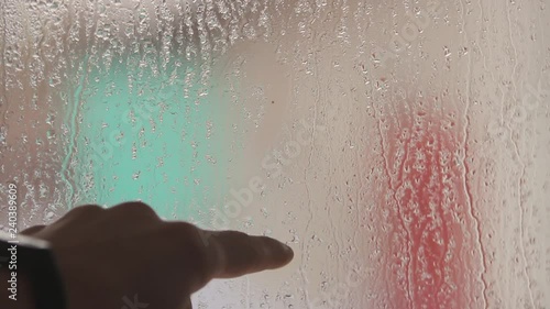 Wallpaper Mural A man's hand draws a question mark on a misted glass.Close up. Torontodigital.ca