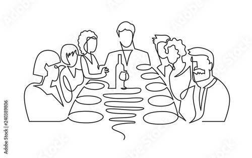 Birthday party continuous one line vector drawing