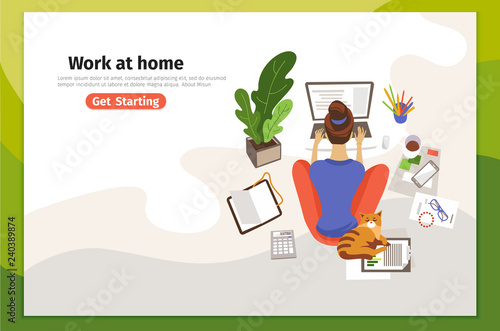 Work at home landing page vector template