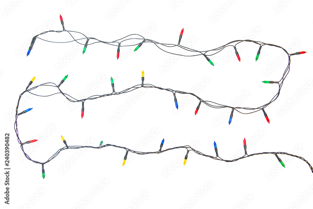String of christmas lights isolated on white background With clipping path String of christmas lights isolated on white background With clipping path
