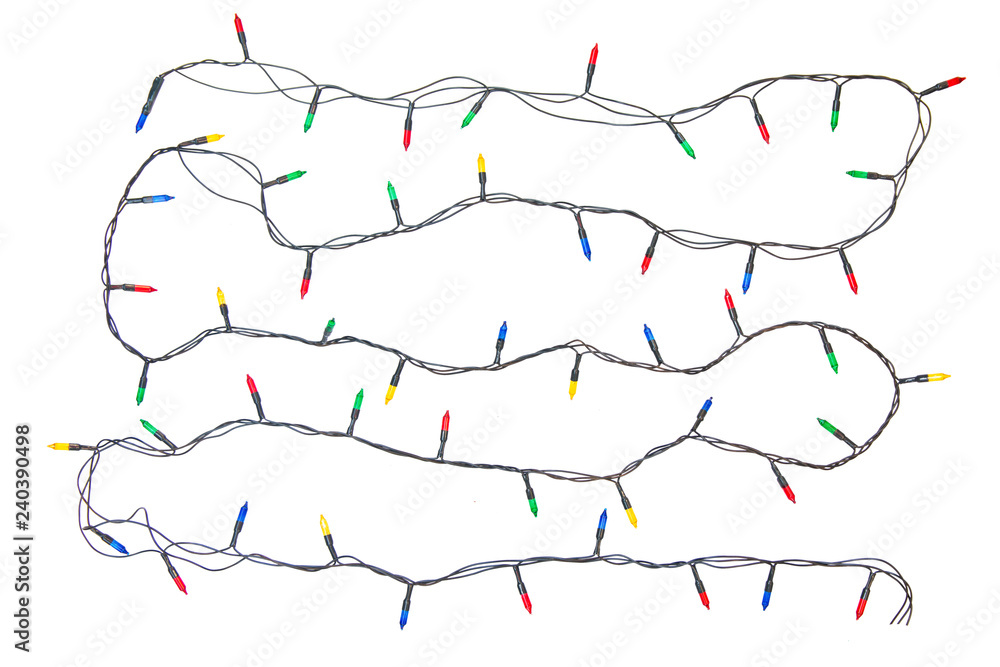String of christmas lights isolated on white background With clipping path String of christmas lights isolated on white background With clipping path
