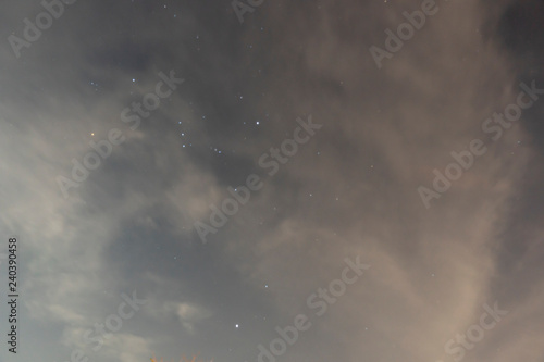 white cloud and star on night sky for nature background.