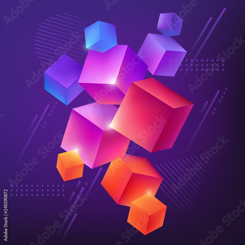 Abstract background with 3d colorful cubes. Vector EPS10.