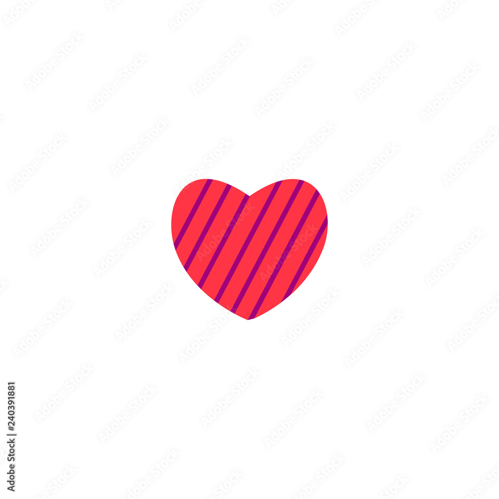Vector illustration. Heart color icon with ornament on white background. Heart with lines.