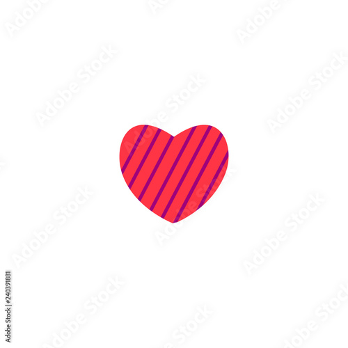 Vector illustration. Heart color icon with ornament on white background. Heart with lines.