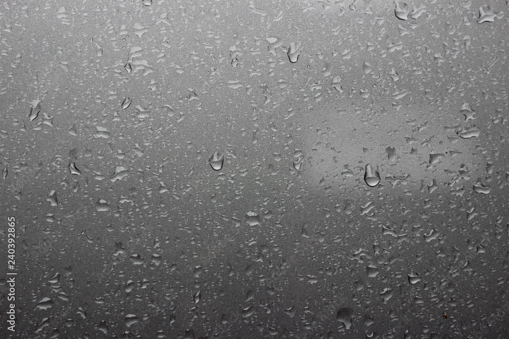 Rain droplets drops wet car grey gray black hood surface texture Rain droplets drops wet car grey gray black hood surface texture