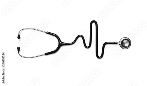 Stethoscope in the shape of a Heart Beat on a EKG photo