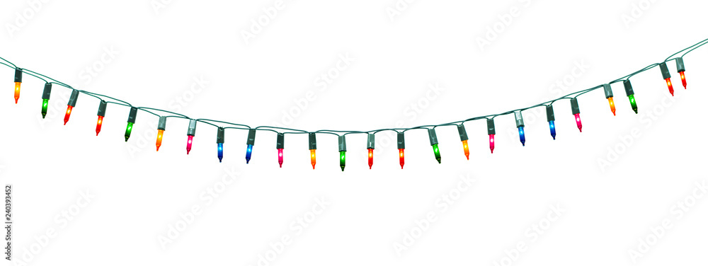 String of christmas lights frame isolated on white background With clipping path String of christmas lights frame isolated on white background With clipping path