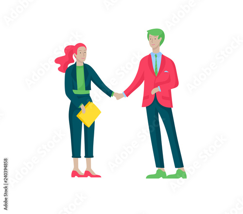 Businessmen making handshake, business etiquette, merger concepts office workers, clerks or managers talking to each other, discussing, depressed Tired male and female office workers sitting, sleeping