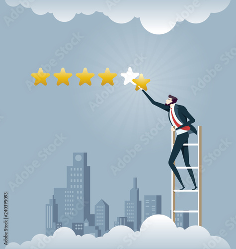 Businessman giving five star rating - Business concept vector