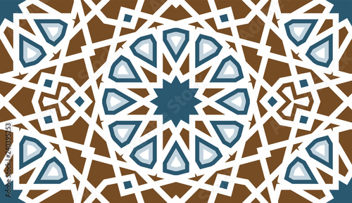 Arabic tile vector seamless pattern. Arabesque colorfull repeating texture for textile, fabric, cloth and interior design 