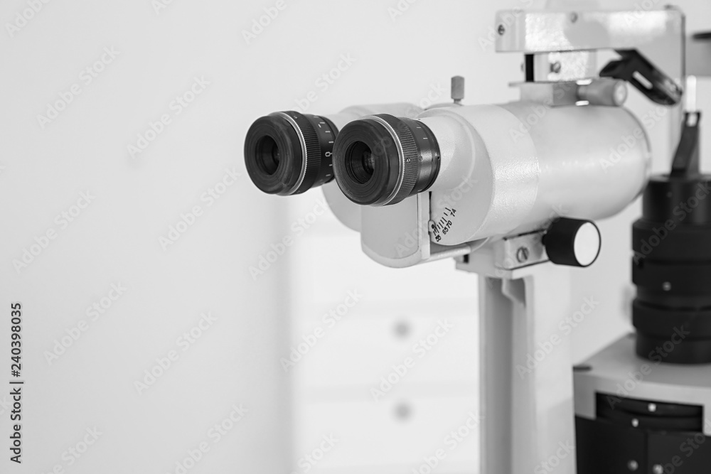 Ophthalmic slit lamp at children's doctor office