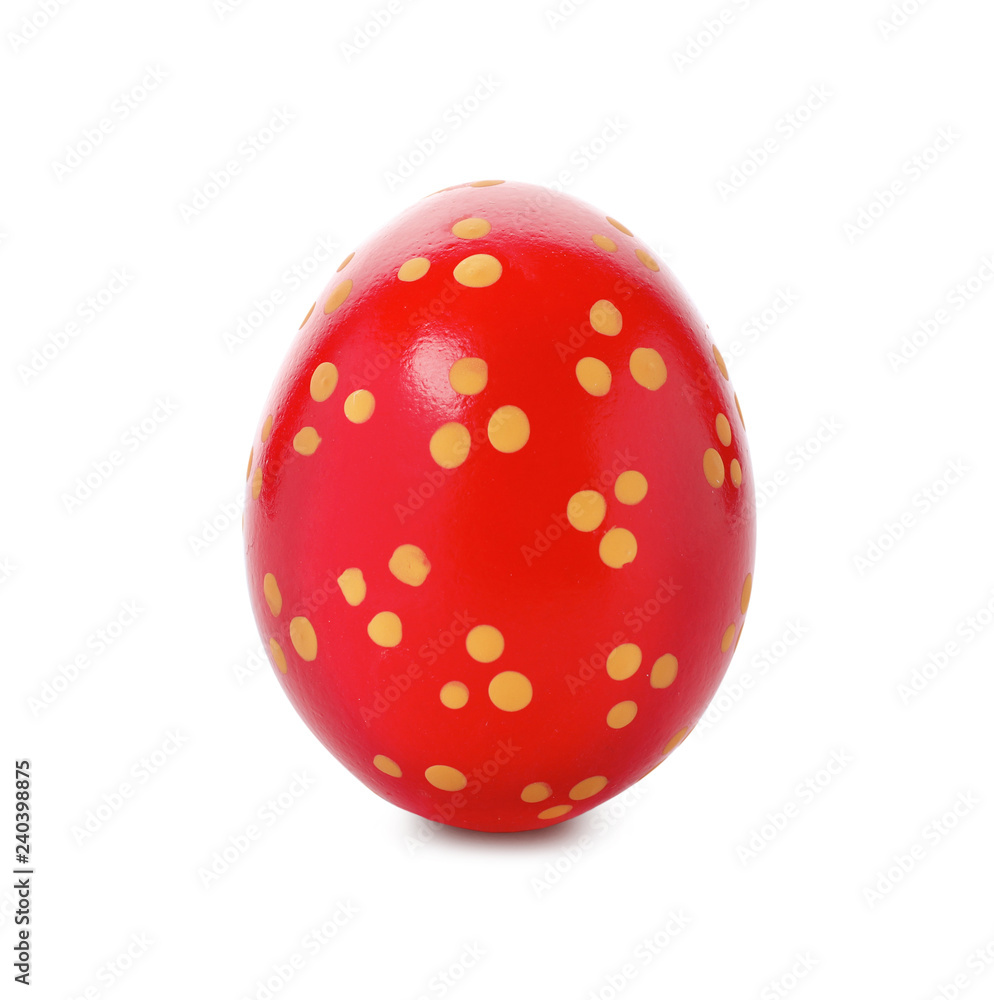 Decorated Easter egg on white background. Festive tradition Decorated Easter egg on white background. Festive tradition