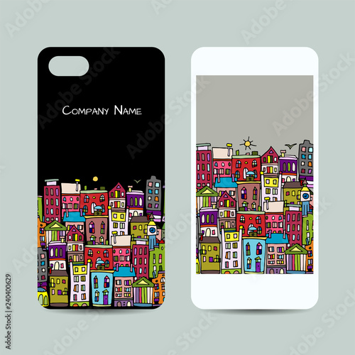 Mobile phone cover design, european city street